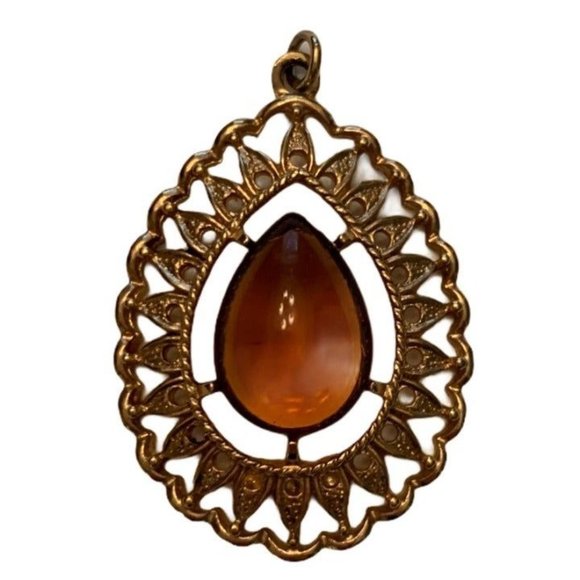 Sarah Coventry Gold Teardrop Pendant - Picture 1 of 3